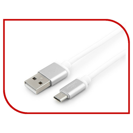 Аксессуар Gembird Cablexpert Silver Series USB 2.0 - MicroUSB 3m White CC-S-mUSB01W-3M