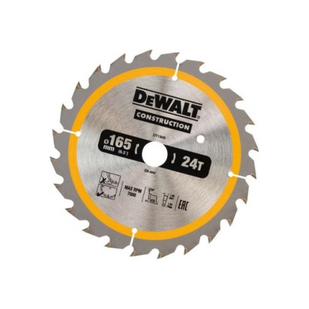 Пильный диск construct 165х20 мм, 24т, atb +24град dewalt dt1949