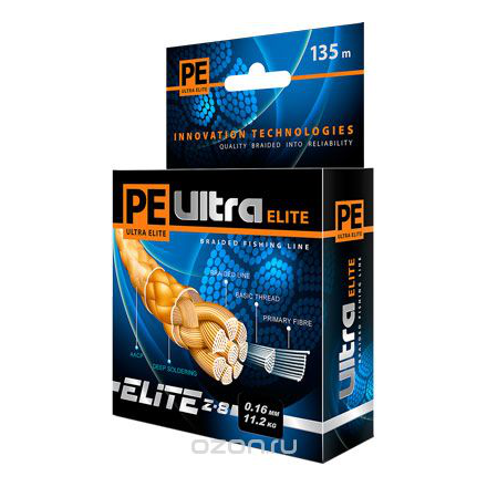 Плетеный шнур "PE Ultra Elite Z-8", толщина 0,16 мм, длина 135 м