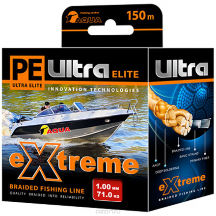 Плетеный шнур Aqua "PE Ultra Elite Extreme", цвет: красный, сечение 1 мм, длина 150 м