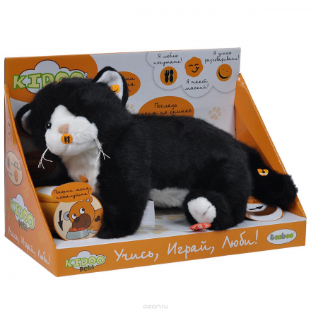 Интерактивная игрушка TeeBoo "Кошка", цвет: черно-белый, 32 см