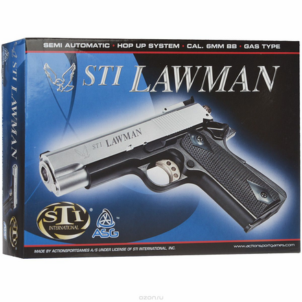 ASG "STI Lawman" пистолет страйкбольный, NBB, 6 мм, цвет: Silver/Black (14769)