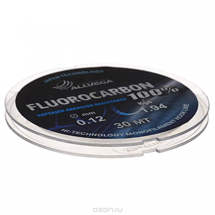 Леска Allvega "FX Fluorocarbon 100%", цвет: прозрачный, 30 м, 0,12 мм, 1,94 кг