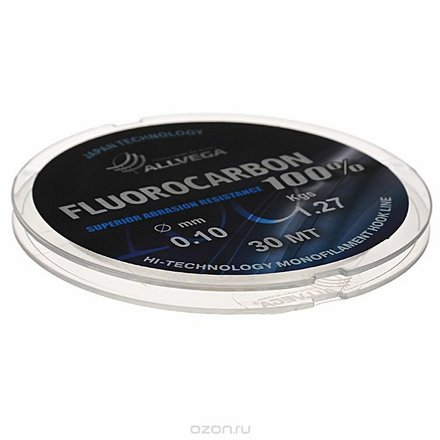 Леска Allvega "FX Fluorocarbon 100%", цвет: прозрачный, 30 м, 0,1 мм, 1,27 кг