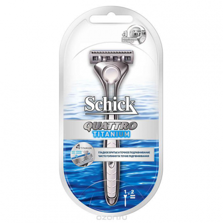 Бритвенный станок "Schick Quattro Titanium", 2 сменных картриджа