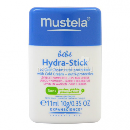 Mustela Hydra Bebe Стик для губ и лица 10 гр. (с кольд-кремом)