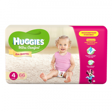 Подгузники Huggies &quot;Ultra Comfort&quot; Mega Pack Для девочек 8-14 кг. (66 шт.) Размер 4