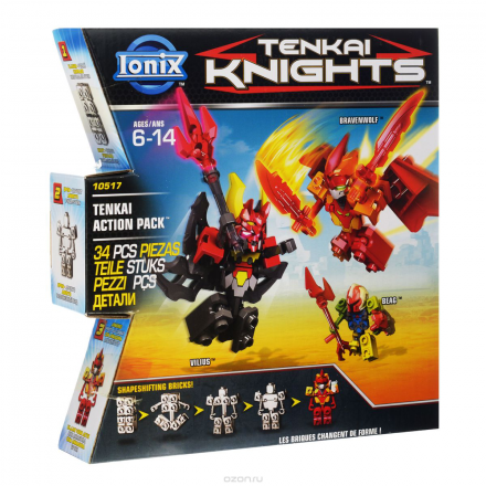 Боевой набор мини-фигурок Tenkai Knights "Bravenwolf, Vilius, Beag"