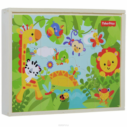 Fisher Price Деревянный пазл, 3 в 1, 3 х 12 элементов. ФП-3000-1