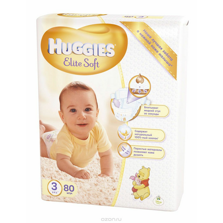 Huggies Elite Soft Подгузники 3, 5-9 кг, 80 шт