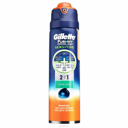 Gillette Гель для бритья Fusion ProGlide Sensitive 2-в-1 Alpine Clean, 170 мл