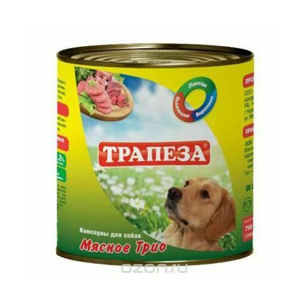 Консервы для собак Трапеза "Мясное трио", 750 г