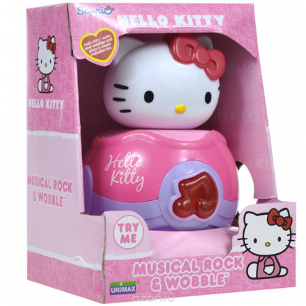 Неваляшка музыкальная "Hello Kitty", цвет: белый, розовый, сиреневый, 16 см