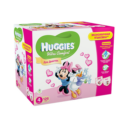 Подгузник Huggies Ultra Comfort 4 8-14кг 126шт для девочек 260361768