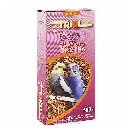 Корм Triol "Экстра" для мелких и средних попугаев, 500 г