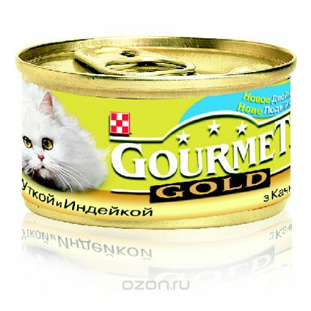 Консервы для кошек Gourmet "Gold", с уткой и индейкой, 85 г