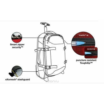 Сумка PacSafe на колесах Toursafe 29, цвет: бордовый, 90 л