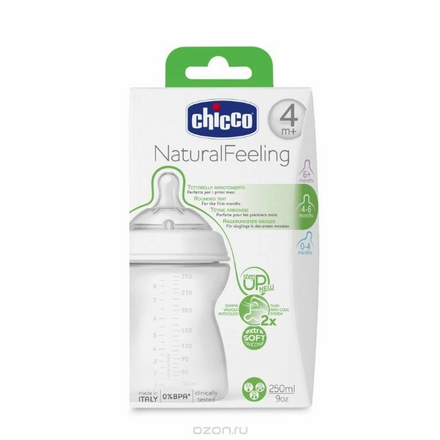 Chicco Бутылочка Natural Feeling от 4 месяцев 250 мл